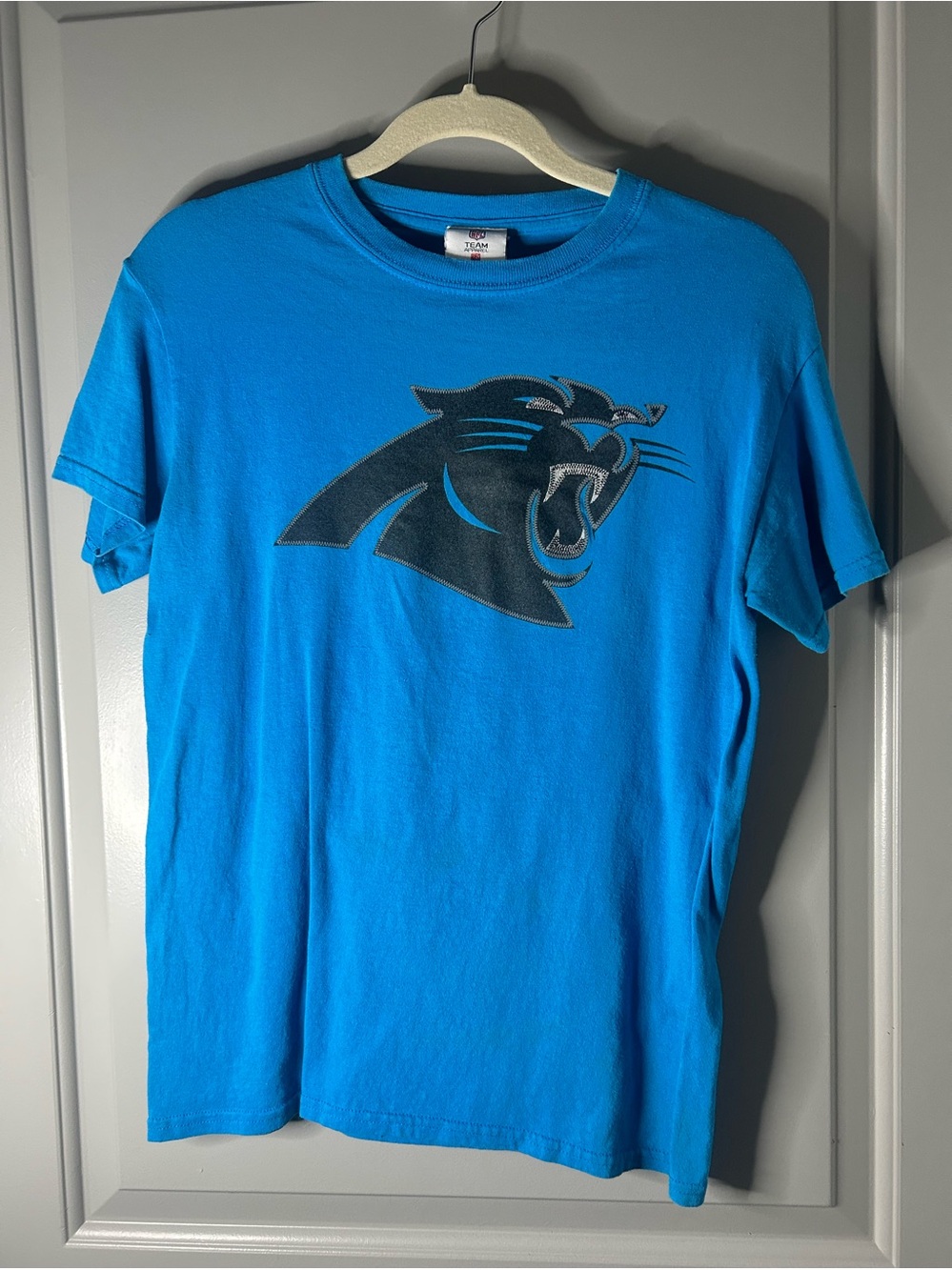 Carolina Panthers Blue Graphic Tee - Cam Newton #1 women’s Short Sleeve Shirt